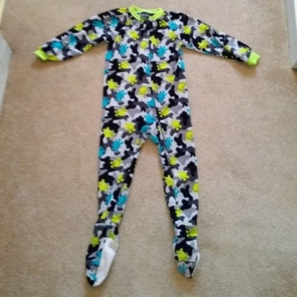 Boys Fleece Footed Pajamas Sleeper Camo Skulls 4 - Picture 5 of 5